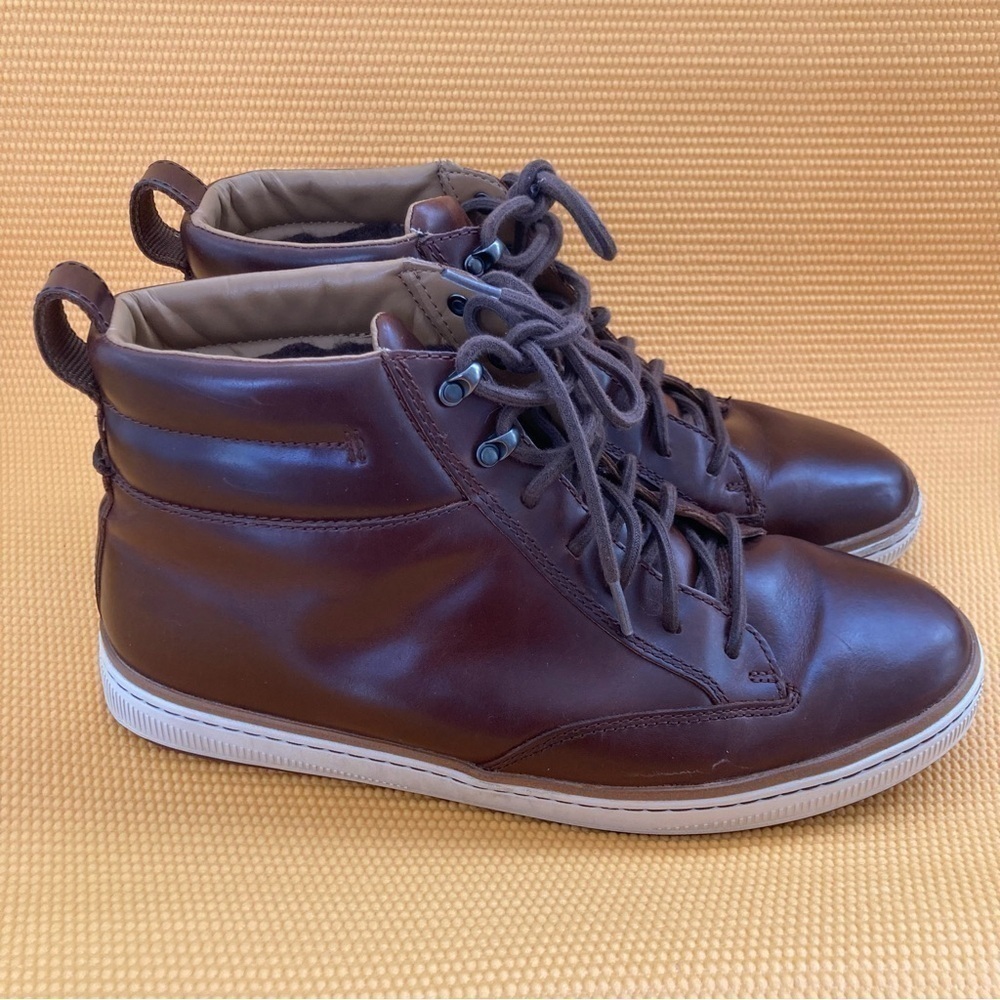 Clarks Norsen Mid Boot w/Faux-Fur Lining, Dk Brown , Leather, Sz 11.5